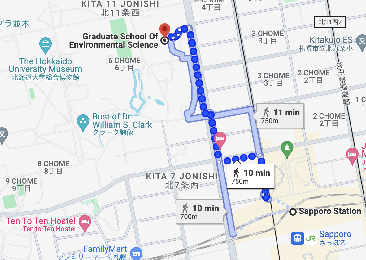 From GoogleMap: We are located in the building of Graduate School of Environmental Science.
